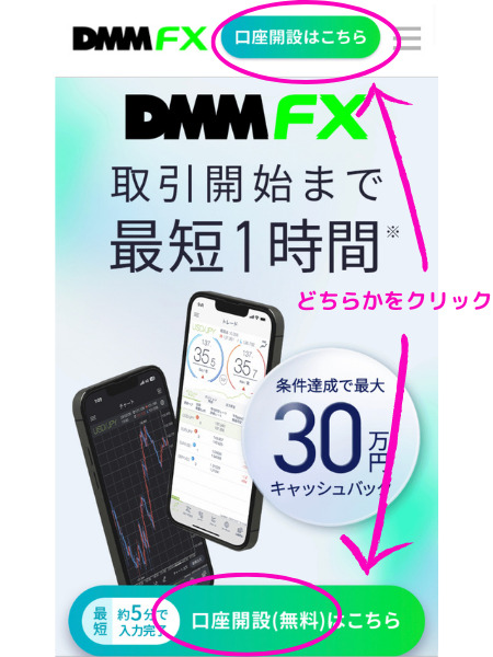 DMM FX公式サイト口座開設画面