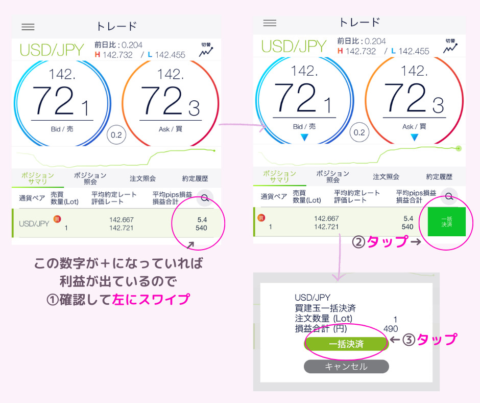 DMM FX　決済注文手順